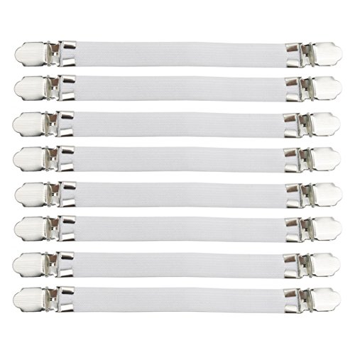 Acoser Spannbetttuch Halter,Betttuchspanner,Slipcover Halter, Halten Sie Ihre Bettwäsche, Sofa Schonbezug, Tischdecke, Bügelbrett Abdeckung in Position,:8.2-14.9inch(21-38cm),8 Pieces (Weiß) von Acoser