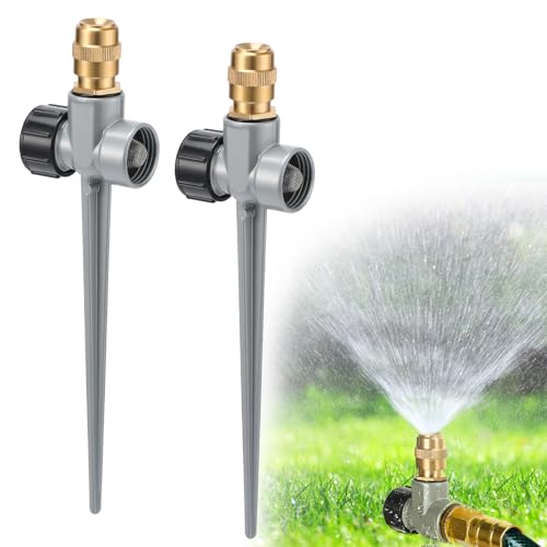 Metall-Rasensprinkler für Hof, 360° große Flächenabdeckung, Wassersprinkler, verstellbare Messingdüse mit Aluminium-Legierung, Spike-Basis für kleine, mittelgroße Gartenbewässerung, passend für 1,9 cm von Acostop