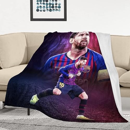 Acotobo FC Barcelona Messi Decke Weiche Flauschige Plüschdecke Flanell Fleecedecke TV-Decken/Sofadecke/Wohndecke/Mikrofaser Couchdecke/Samtdecke, 127 x 152 cm von Acotobo