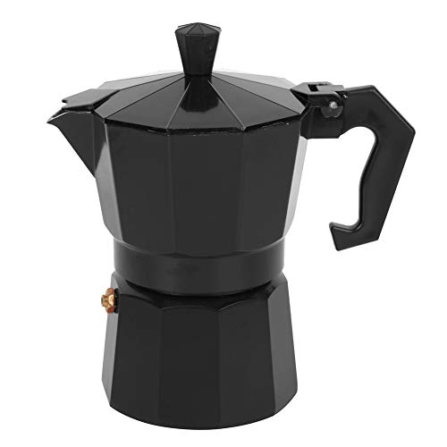 Acouto 150 Ml (3 Tasse) Aluminium -Kaffeemaschine -Topf Kaffeemaschine - Ergonomischer Griff, für Gas/Elektroherd, Home Office Café -Shop -Gebrauch, Schwarz (BLACK) von Acouto