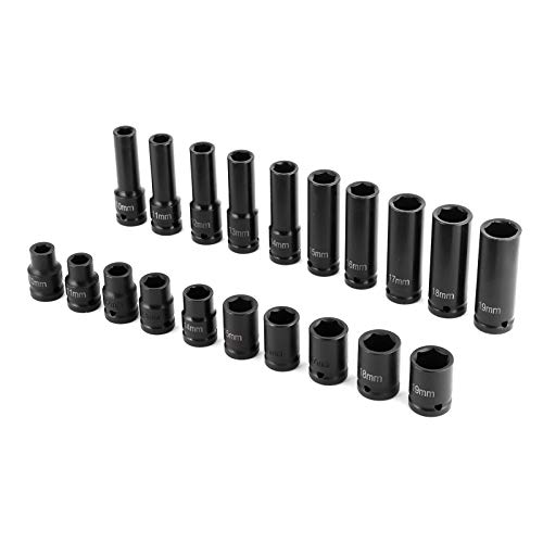 Acouto 20pcs Deep Impact Socket Set /2in Antrieb 6-Punkte-Stahl-Auto-Auto-Werkzeug-Sockel-Setimpact-Socket1 /2in-Impact-Socketwrench Socket6-Punkte Impact Socketcar Reparaturwerkzeug von Acouto