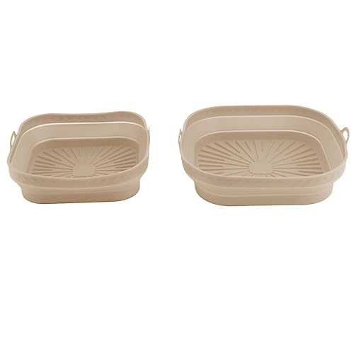 Acouto 2pcs Resuable Silikon Fritteuchter Liner Zusammenkapsible Silikon Fritteus -Topf Zum Backen von Kuchen Brotfleisch Grün Dissipat und Recrsu Silicon Fryer Linercollapsible Silicon Fryer (Beige) von Acouto