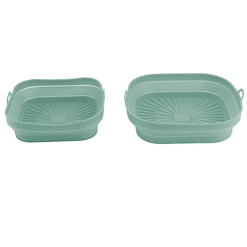 Acouto 2pcs Resuable Silikon Fritteuchter Liner Zusammenkapsible Silikon Fritteus -Topf Zum Backen von Kuchen Brotfleisch Grün Dissipat und Recrsu Silicon Fryer Linercollapsible Silicon Fryer (GREEN) von Acouto