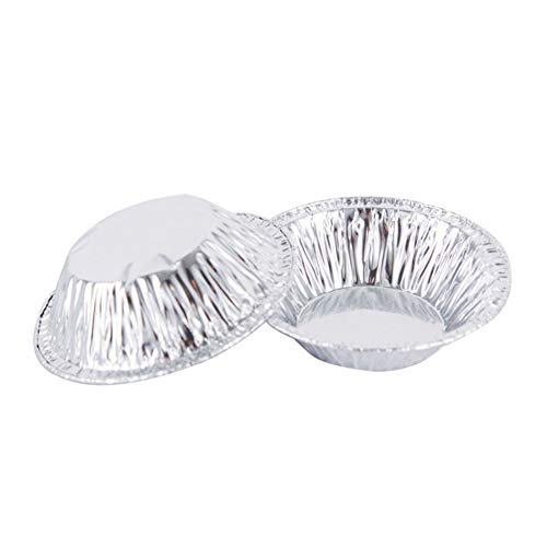 Acouto 300pcs Folie Eiertorte Schimmelpansen, 7 Cm Wegwerf Aluminium Mini -Kuchen -Backwerkzeug Pudding Scharne Pfannen für Partycamping -Gebrauch von Acouto