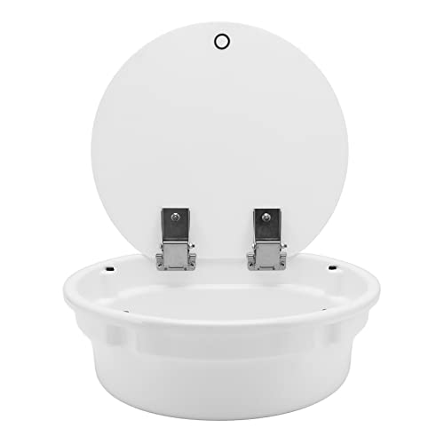 Acouto 430 Mmx140mm/16.93x5.51in RV Küche Spüle Runde Weiße Acrylhandwaschbecken mit Deckel für Yacht RV Sinkcamper Sinkrv Küche Sinkrv Handwaschsen Küchenbecken von Acouto
