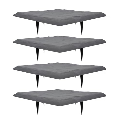 Acouto 4PCS Dekorative Schrittsteine, Polypropylen Harze Schritt Blöcke Wetterfestes Garten mit Pfählen für Rasen Weg, Rasen, Hof, Zuhause (Grey) von Acouto