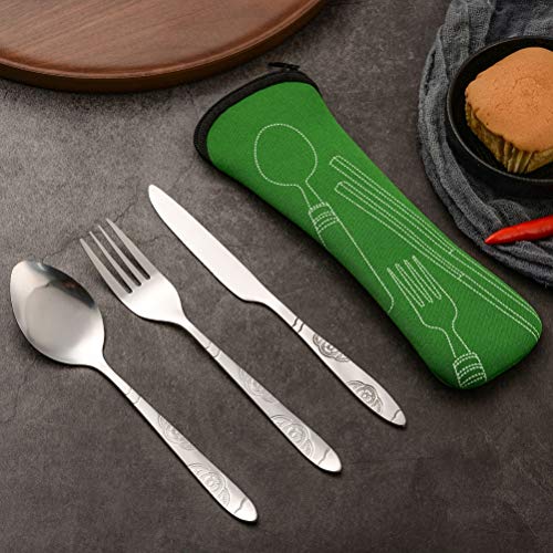 Acouto 4pcs Besteckset Stainl Steel Besteck für Cutter Fork Löffel Geschnitzte Tragbare Leichte Resilient -Tischgeschirr Set Stainl Steel Cutlery Set Dieser Com Rost, zu Dem Sie Konstruiert Sind, zu von Acouto