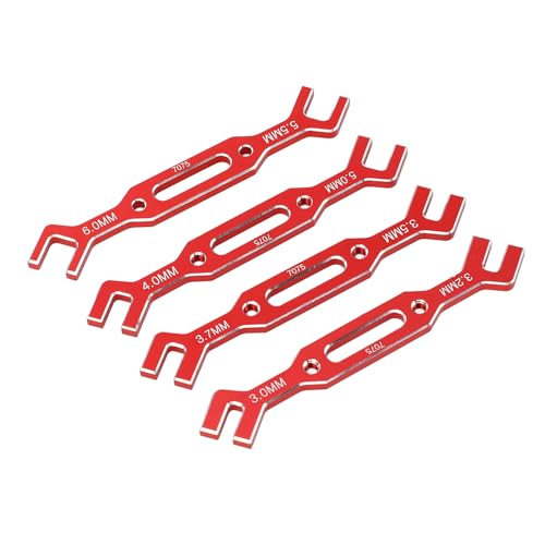 Acouto 4pcs Set RC Spurstangenanpassung Schraubenschlüssel Aluminiumlegierung /10/16 3.0mm - 6,0 Mm Modell RC -Auto Reparaturwerkzeug Rote Arbeit Diese Sparfuge Auto Anzeige Schraubenstange (Rot) von Acouto