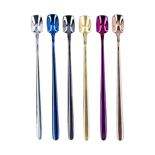 Acouto 6 Stcs Dessertlöffel Verdickter Edelstahl-Eisschaufel Teelöffel für High-End-Lebensgeschmack 15 Cm Silber Gold Roségold Blau Purpur Schwarz von Acouto