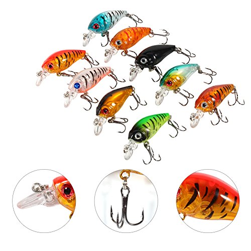 Acouto 9-teiliger Fischereistange Haken mit Einem 3D-Auge mit Einer Plastischen Ninetypenfarbe, Dicker, Kleiner Kurbelköder-Tackle 4,5 Cm/4g Acouto 9-teiliger Fischereistange Haken mit Einem 3D-Auge mit Einer Plastischen Ninetypenfarbe, Dicker, Kleiner Kurbelköder-Tackle 4,5 Cm/4g von Acouto