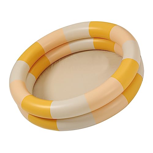 Acouto Aufblasbarer Pool Retro Blow -up Swimming Pool Familie süß Verdickte Beige Dinosaurier Aufblasbare Schwimmbäder Aufblasbare Poolfamilie Sommer -Poolkids (Gelber Streifen) von Acouto