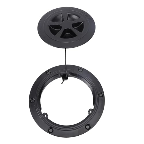Acouto Boat Deck Plate Inspection Lukenabdeckung 4 Zoll ABS Marine Deck Plate mit Abnehmbarer Abdeckung für Kajakyachtboote (BLACK) von Acouto