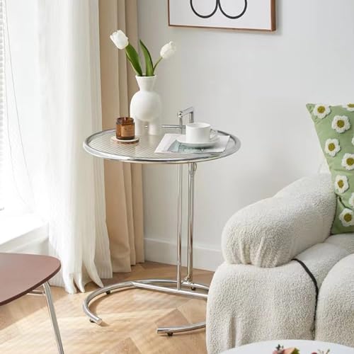 Acouto C Form Transparenter Glas Couchtisch Färbung Stahl Einfacher Haushaltsofa Tabelle Endtisch Grauglas Kaffee Tabletransparente Kaffeetabelle Geformtes Runde Ende Tabelle (Grey) von Acouto