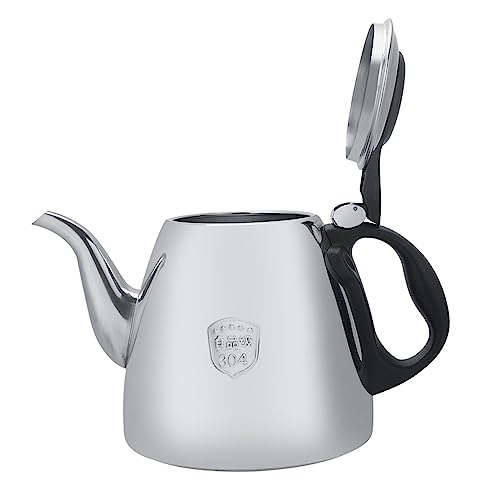 Acouto Cezve 1.2L/1.5L Edelstahl Teekanne Teekanne Wasserkocher Hitzebeständiger Griff Für Home Cafe Büro (1.5L) von Acouto