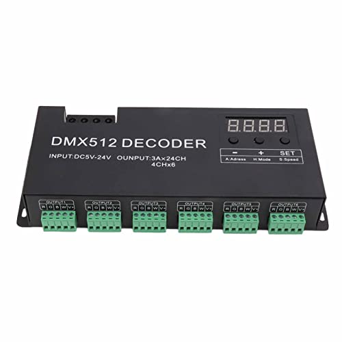 Acouto DMX512 LED Controller, 24 Kanal DMX Decoder Digitalanzeige RGBW DMX512 Dimmtreiber LED Controller für Stage Bar DC5V-24V von Acouto