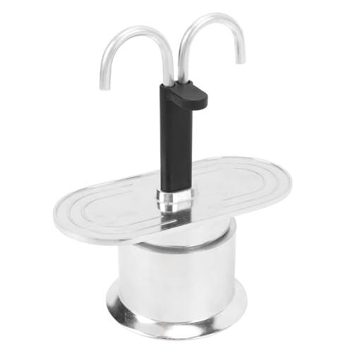 Acouto Doppelkopf -Kaffeemaschine Kaffeemaschine 100ml Aluminiumlegierung Italienischer Topf Mini Dual Espresso Maker für Zuhause, Büro und Reisen Schnelles Brauen und Einfach Sauber (Runde Basis) von Acouto