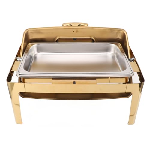 Acouto Edelstahlbuffet mit Transparentem Deckel für Restaurierungsereignisse 9L Kapazität für Hotels und Restaurants Erhitzt (Goldgepackter) von Acouto