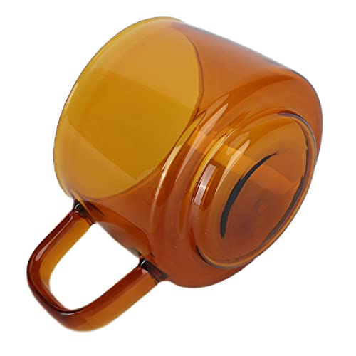 Acouto Glaskaffeetasse, 250ML Transparente Kaffeetasse Hochtemperaturbeständige Borosilikat-Tasse Glastee Wasser Milchbecher mit Griff(Orange) von Acouto