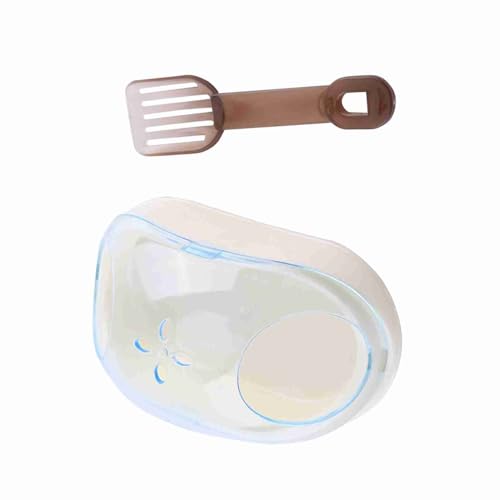 Acouto Haustier Hamster Badezimmer Sauna Waschraum, Transparente Katzentoilette mit Schaufel, Geeignet für Hamster (Blue) von Acouto