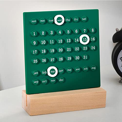 Acouto Holzkinder Perpetual Kalender, Entwickeln Planungsfähigkeiten, Ideal für Vorschullernaktivitäten, mit ABS -Kalenderkarte, Manueller Ferrule, um Lernen Lustig zu Machen, Stabile (GREEN) von Acouto