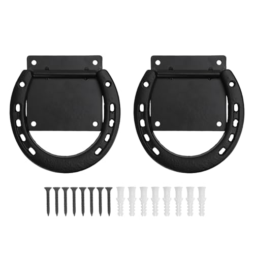 Acouto Hufeisenkrawattenringe, Massive Schwarz Beschichtete Pferdekrawatten, Stand Stabile Vorräte, 2 Packung mit Ausdehnungsschrauben für Pferde Acouto Hufeisenkrawattenringe, Massive Schwarz Beschichtete Pferdekrawatten, Stand Stabile Vorräte, 2 Packung mit Ausdehnungsschrauben für Pferde von Acouto