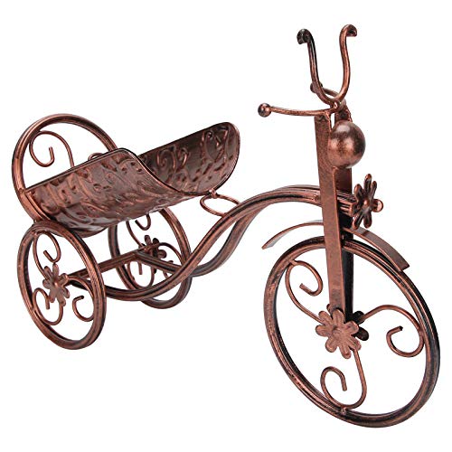 Acouto Iron Dreiradweinregal Einzigartiger Weinflaschenhalter Ständer für Barzähler, Wohnkultur und (14.4x10.4in) (Antike Messing) von Acouto
