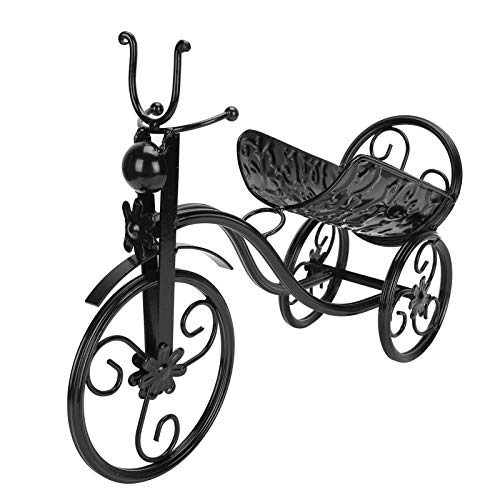 Acouto Iron Dreiradweinregal Einzigartiger Weinflaschenhalter Ständer für Barzähler, Wohnkultur und (14.4x10.4in) (Black) von Acouto