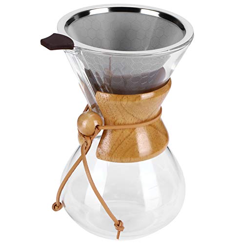 Acouto Kaffeemaschine Hochtemperaturglas Kaffee Tropftopf mit Edelstahl Anpassung Ermöglicht Kaffeekarten Makerglass Kaffee Makercoffee MachineCoffee Trop Potfilter (600 ml) von Acouto