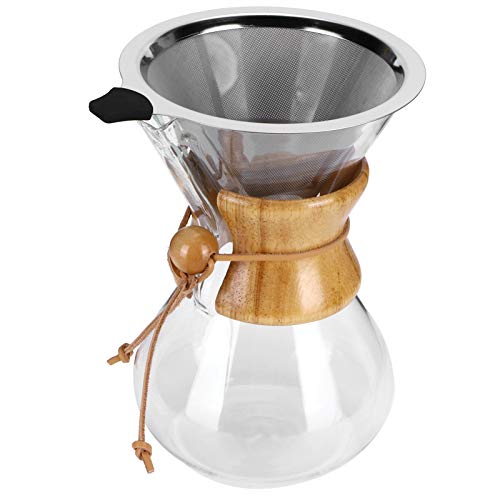 Acouto Kaffeemaschine Hochtemperaturglas Kaffee Tropftopf mit Edelstahl Anpassung Ermöglicht Kaffeekarten Makerglass Kaffee Makercoffee MachineCoffee Trop Potfilter (800 ml) von Acouto