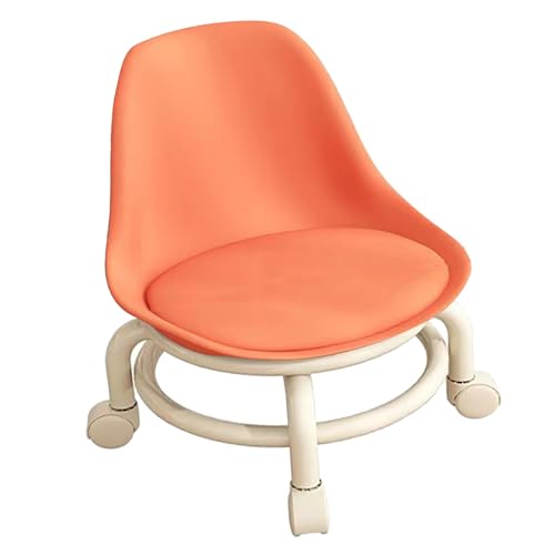 Acouto Kids Low Rolling Stool mit Rückenlehne Niedriger Höhe Roller Hocker mit Rädern Low Roller Stiefhocker Weiß EIN Zimmer Rost (ORANGE) von Acouto