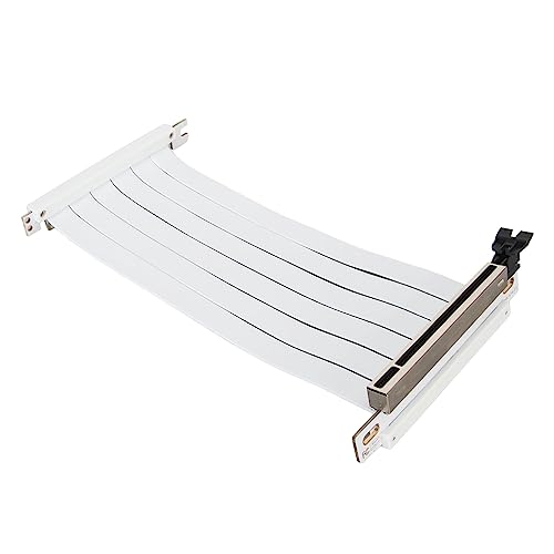 Acouto PCIE-Verlöngeru X16 Riser-Kabel, 180-Grad-Hochgeschwindigkeits-Flexibler Dual-Reverse-Anschluss, GPU-Grafikkarten-Verlöngerungskabel (Weiss) von Acouto