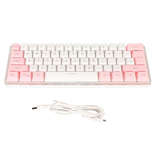Acouto RGB Backlight 61 Tasten Compact Wired Gaming -Tastatur Imitierte Mechanische Technik mit UV -beschichteten Tastaturkaps, Plug -and -Play für Büro- und Heimnutzung (Rosa weiß) von Acouto