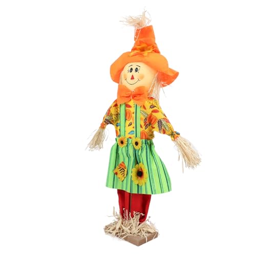 Acouto Vogelscheuche Figur Herbst Vogelscheuche Dekoration Thanksgiving für Garten 60 cm Höhe Frauen Rock Stehende Ist Hälfte Figurinegarden Dekor (Frauen Rock stehend Stil) von Acouto