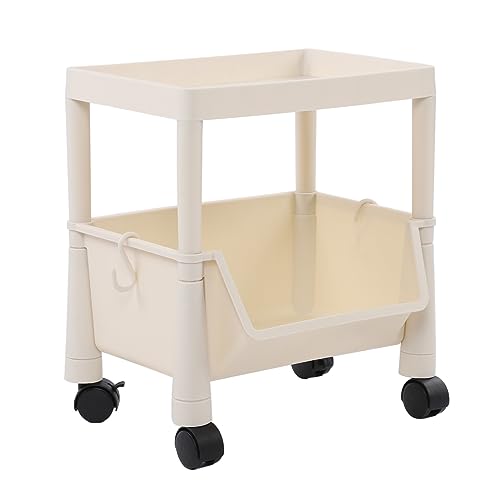 Compact Rolling Storage Organi Compact Rolling Storage Großkapazität Mobiler Utility Cart Movable Storage Book Regale mit Abschließbaren Rädern 3 Tier mit Cover -Tool Discover (Zwei Schichten mit von Acouto