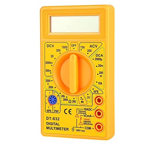 DT 832 Handheld Pocket DT 832 Handheld Pocket Digital Multimeter AC DC Spannung Strom Widerstandstester mit Summer (Gelb) (Gelb) von Acouto