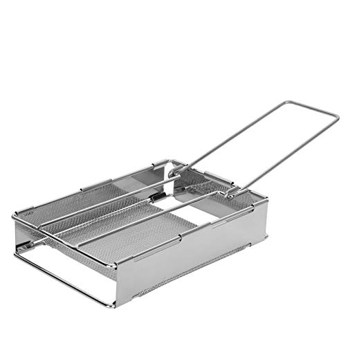 Faltbarer Toaster Ständer aus Edelstahl mit Netz, Tragbares Picknick Toasttablett, Langlebig und Bequem von Acouto