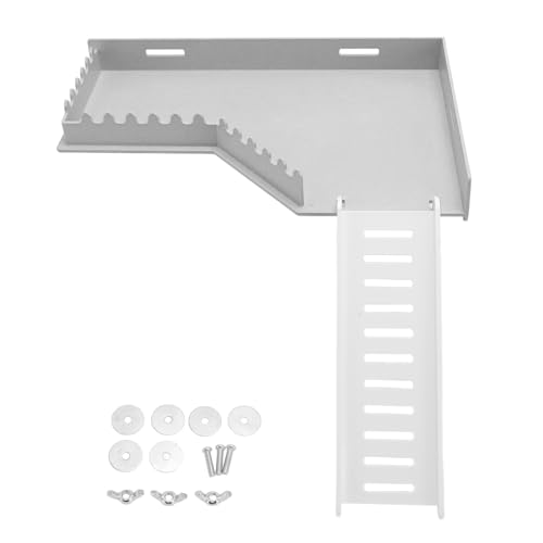 Hamsterkäfig-Plattform aus Sicherem Kunststoff Zum Stehen mit Leiter für Meerschweinchenkäfig, Multifunktionales Spielzeug für Haustierübungen (L-Form) von Acouto