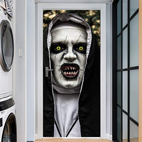 Horror Tür Aufkleber, 3D Pvc Holztüren Wandtattoo Halloween Home Decoration Fenster Tapete Dekor Aufkleber Schlafzimmer Dekoration Ornament 2-Teilig von Acouto