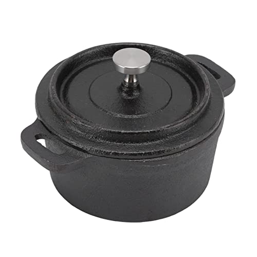 Niederländischer Ofen, doppelter traditioneller Stil verdickter ergonomischer Griff Isolierung Gusseisen-Kochgeschirr mit Deckel für Induktion Kochen Browning (Durchmesser 10CM) von Acouto