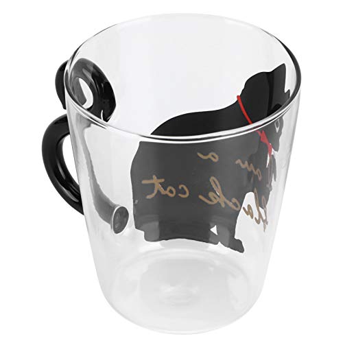 Niedliche Katzentasse aus Glas, Wiederverwendbare Transparente Tasse für Kaffee, Milch, Tee, Wasser -C Hitzebestöndig, Perfekt für und Katzenliebhaber (Schwarze Katze) von Acouto