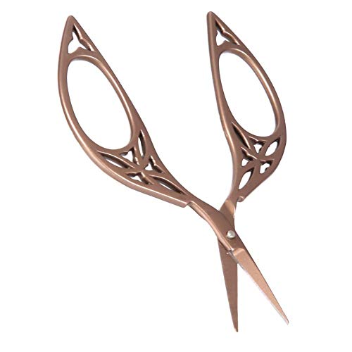 Schere, Fadenschneideschere, Mini-Schere, Edelstahl, Blattförmig, Design-Schere, Antik, Titan-Optik-Behandlung, Niedlich, für Handwerk, Heimwerkerbedarf, Haushalt (BROWN) von Acouto