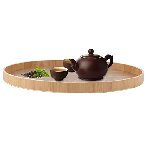 Serviertablett aus Holz, 37,5 cm, Runde Form, Massivholz, Tee, Kaffee, Snacks, Mahlzeiten, Serviertablett, Teller, Restaurant-Tabletts (Holz) von Acouto