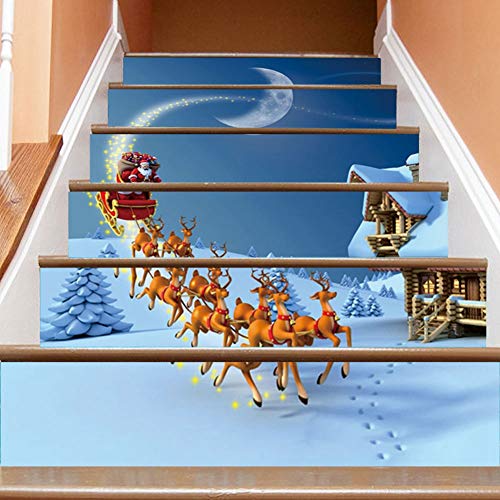 Treppenaufkleber mit Weihnachtlichem Motiv und Schönem Muster, Einfach zu Kleben, Wasserfest, Zum Dekorieren von Wand/ von Acouto