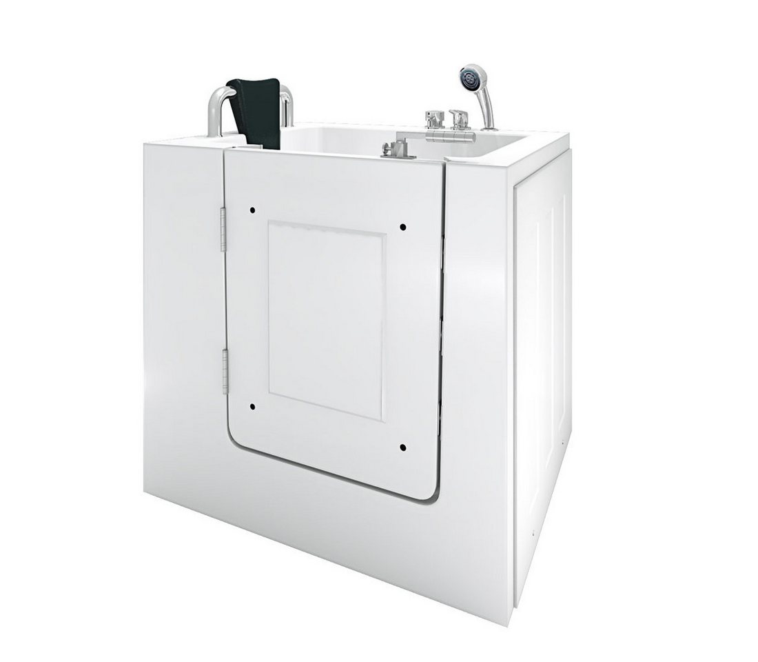 AcquaVapore Badewanne AcquaVapore Senioren Sitzwanne Badewanne mit Tür S02-B-L 100x78 cm, Schnelle Reinigung, Nackenstütze, Überlauf Abfluss, Extra Tief von AcquaVapore