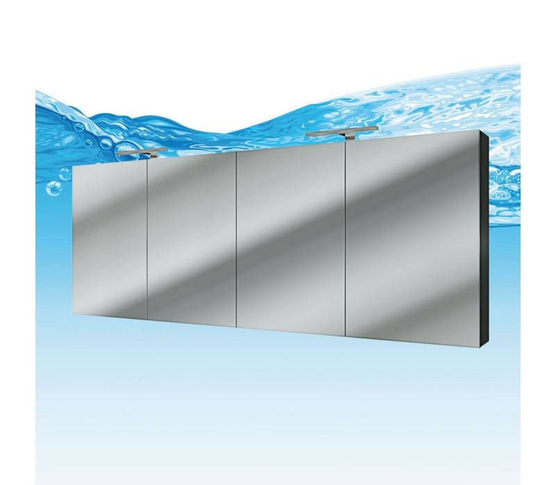 AcquaVapore Badezimmerspiegelschrank Spiegelschrank Badspiegel Badezimmer Spiegel City 160cm Esche schwarz von AcquaVapore