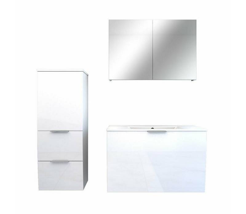 AcquaVapore Badmöbel-Set AcquaVapore Badmöbel Set Gently 1 V2 L Weiß MDF Waschtisch 80cm von AcquaVapore
