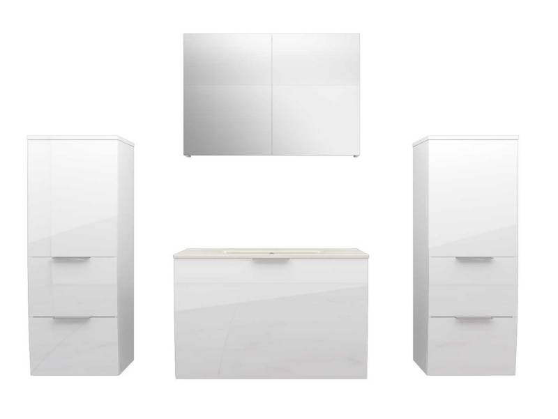 AcquaVapore Badmöbel-Set Badmöbel Set Gently 1 V3 Weiß MDF Waschtisch 80cm von AcquaVapore