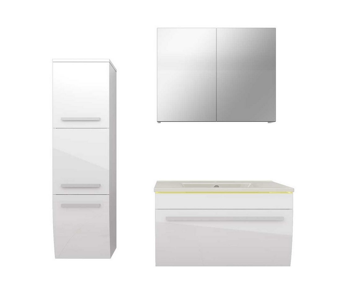 AcquaVapore Badmöbel-Set Badmöbel Set Gently 3 V2-L Weiß Waschtisch 70 cm mit 5W LED-Strahler, (inklusive Duschwanne), Integrierte Lampe, Integrierte Steckdose, Spiegel, Höhenverstellbar, L AcquaVapore Badmöbel-Set Badmöbel Set Gently 3 V2-L Weiß Waschtisch 70 cm mit 5W LED-Strahler, (inklusive Duschwanne), Integrierte Lampe, Integrierte Steckdose, Spiegel, Höhenverstellbar, L von AcquaVapore