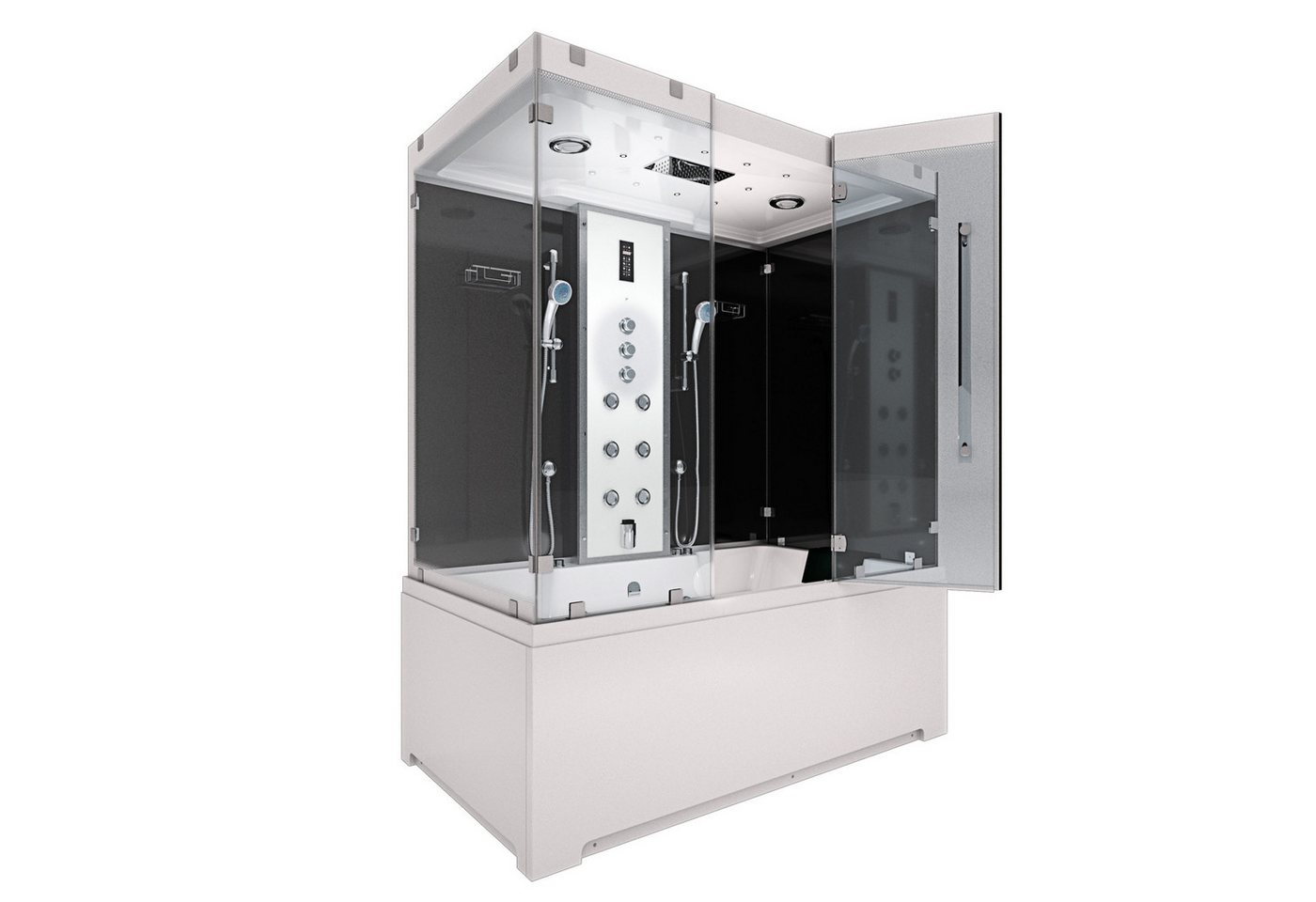 AcquaVapore Grossraumdusche Badewanne Dusche K80-SW-TH-C-ALL Duschtempel, Sicherheitsglas ESG, Rutschsicher, Schnelle Reinigung, Nackenstütze, Überlauf Abfluss von AcquaVapore