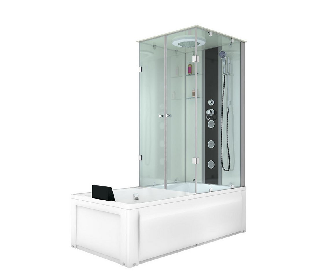 AcquaVapore Grossraumdusche Dusche Wanne Kombination K05-L00 180x90, Sicherheitsglas ESG, Rutschsicher, Schnelle Reinigung, Nackenstütze, Überlauf Abfluss von AcquaVapore